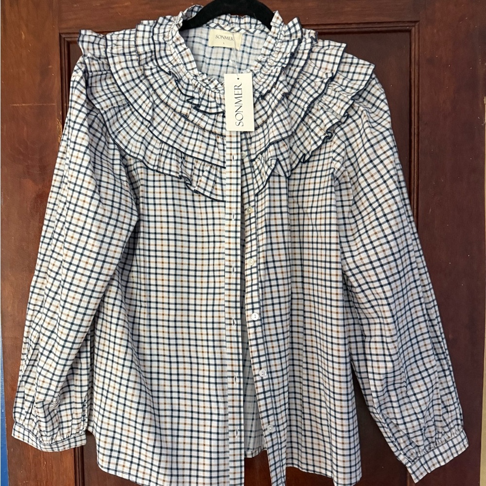 SONMER Plaid Ruffle Blouse - Picture 2 of 2
